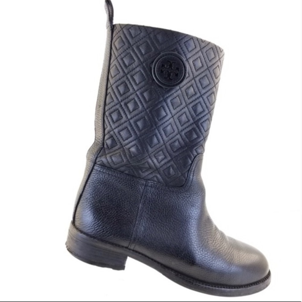 Tory Burch quilted mid calf boot